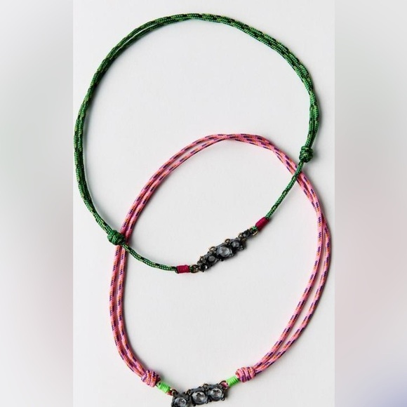 Nwt-ZARA CORD NECKLACE SET WITH RHINESTONES, MULTI-COLORED - Picture 3 of 4